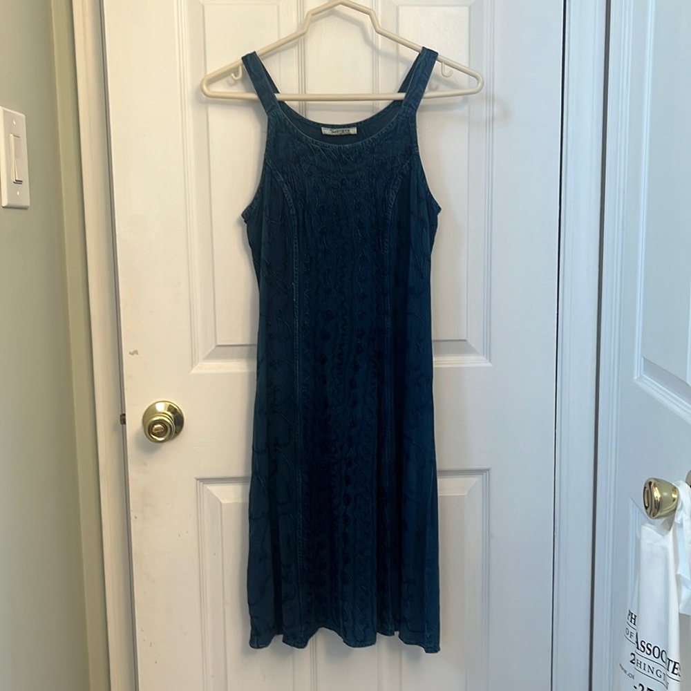 Flowy Sapogee blue Vintage embroidered dress size small